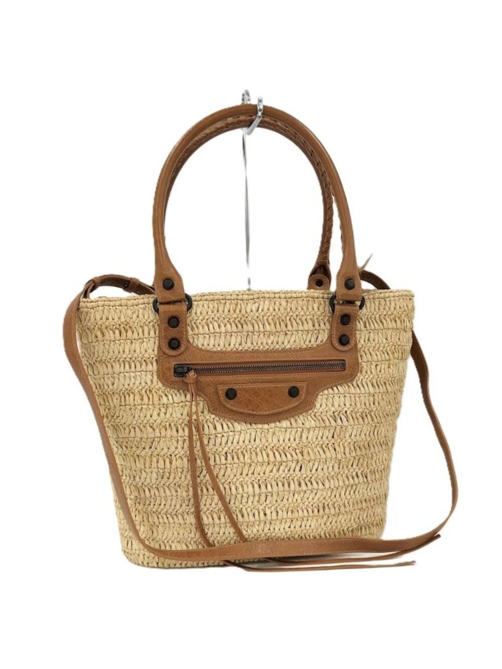 Balenciaga Le City Basket Bag Leather Raffia